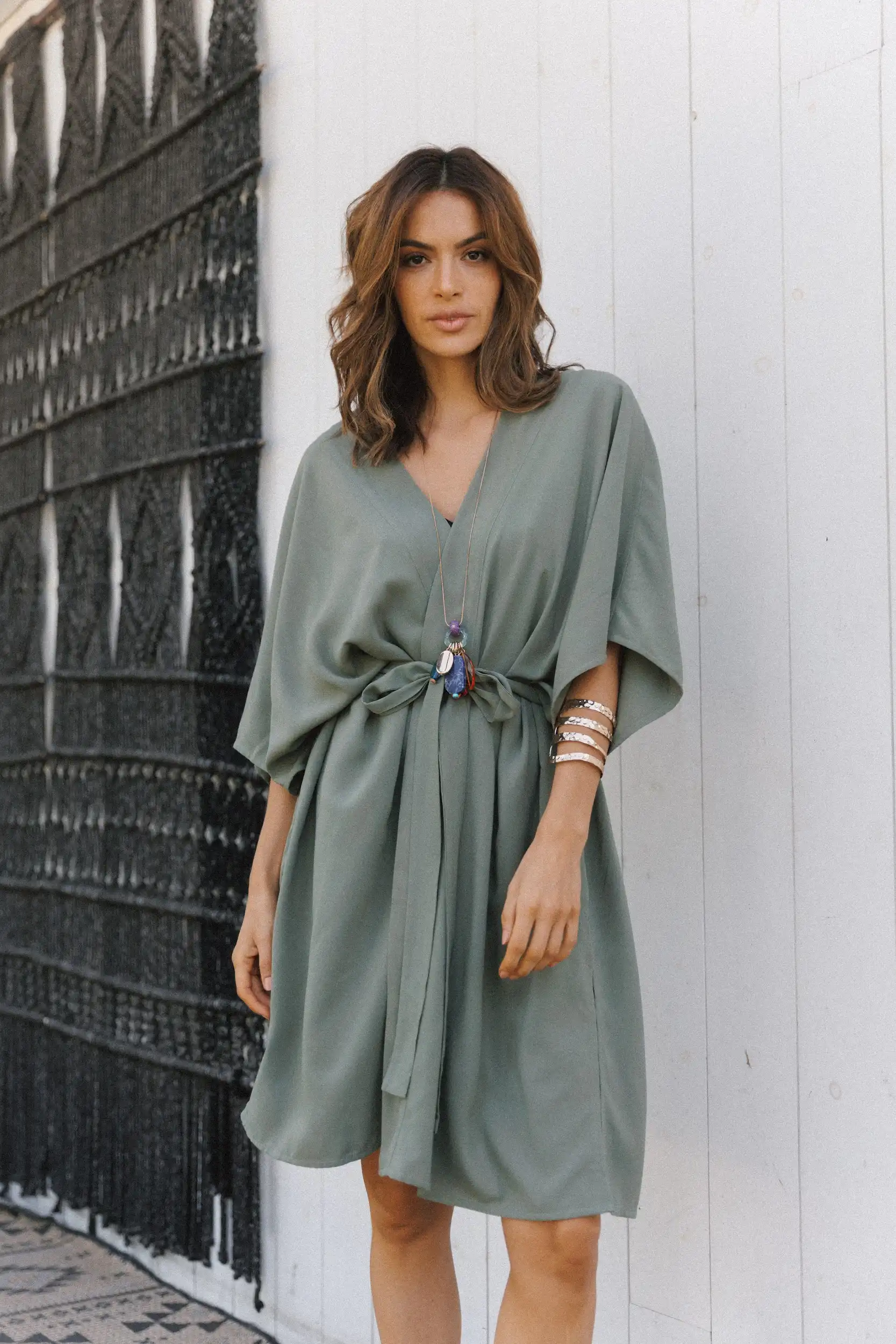 195A6792 KIMONO LAGANINI OLIVE - Slika 1