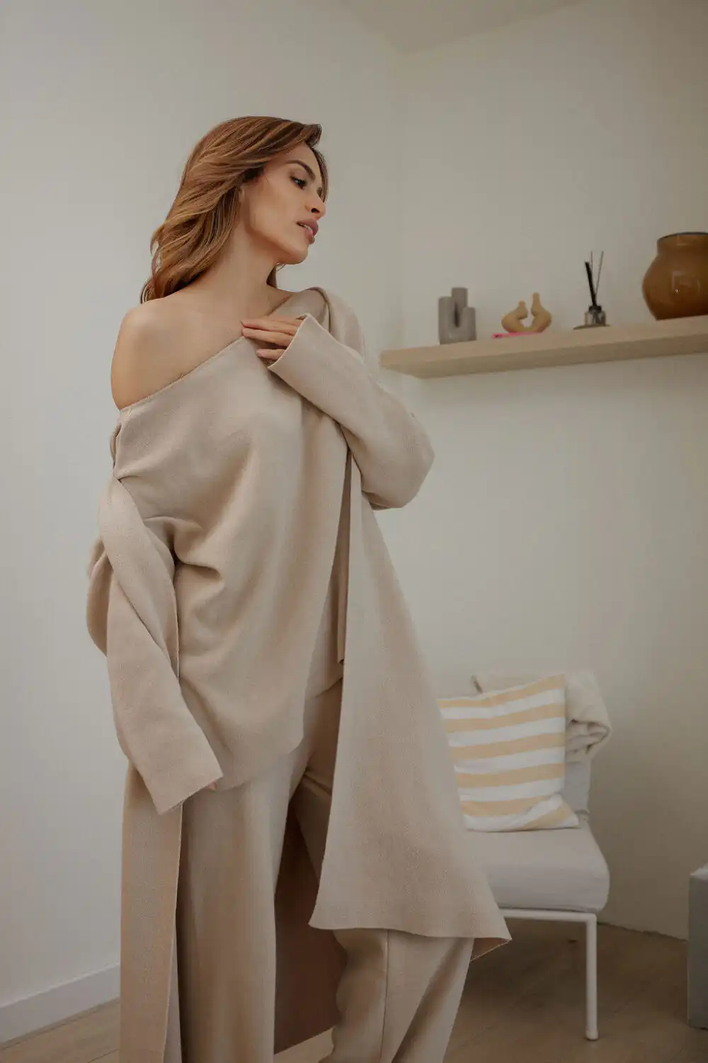 KARDIGAN KNITTED SAND - Slika 4